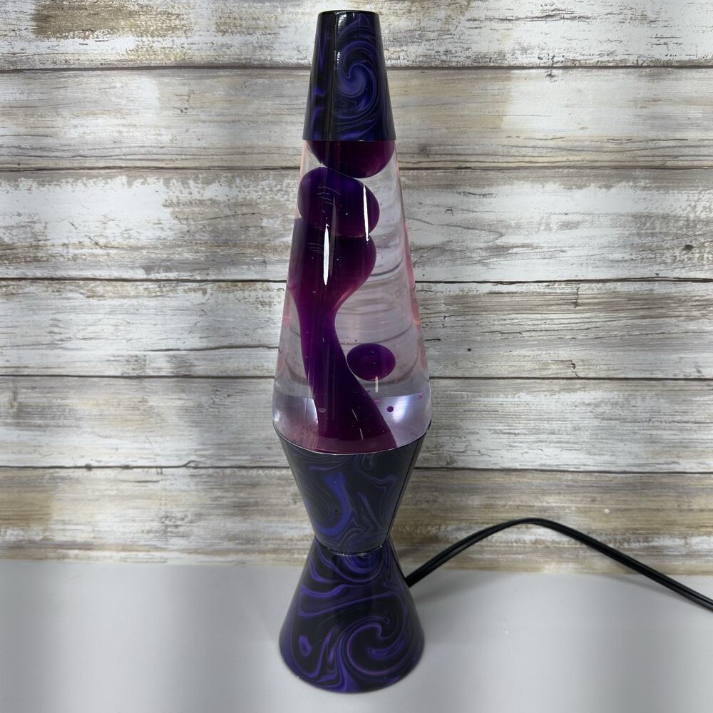 LAVA The Original 14.5” Purple Swirl Lava Lamp Pink Wax Clear Liquid Tested